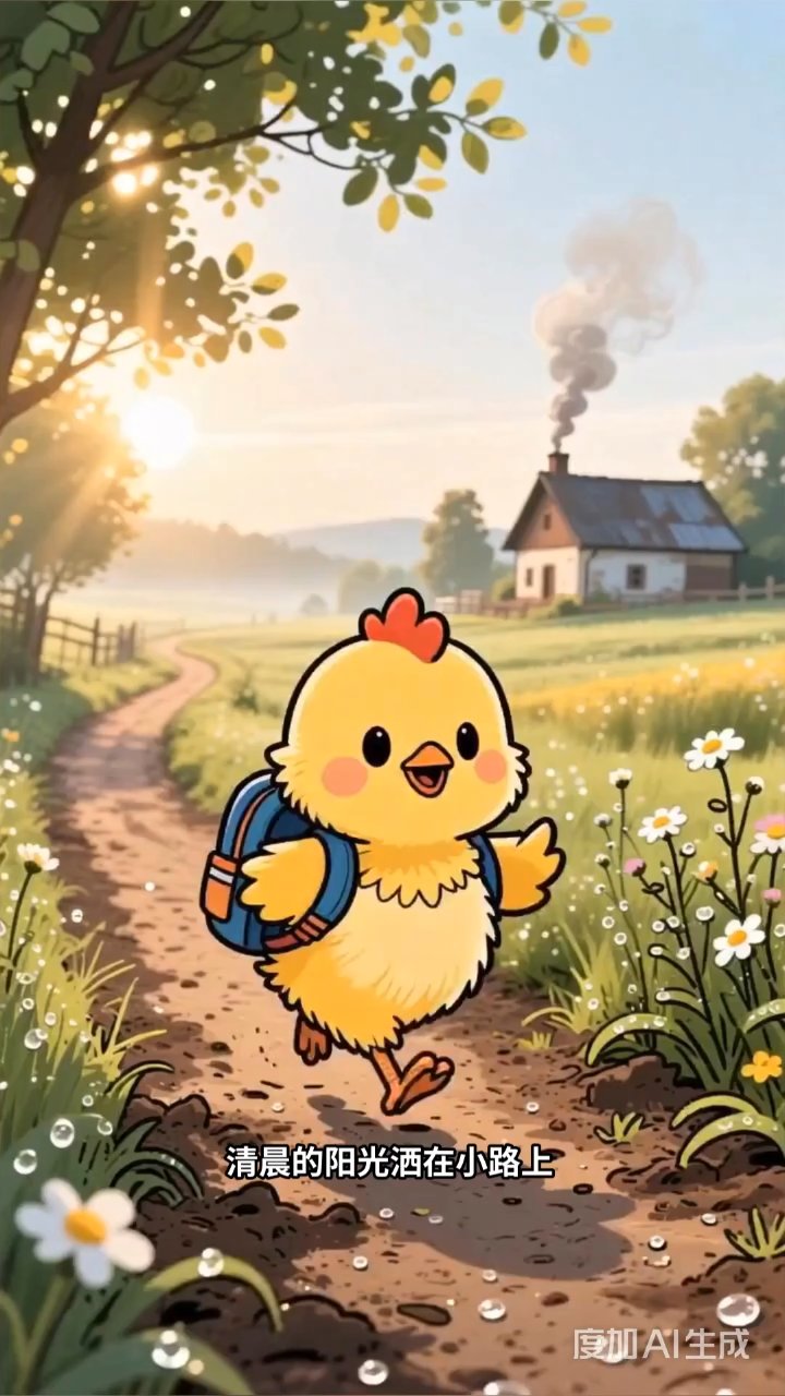 小鸡上学路上遇蝴蝶，助人为乐不迟到