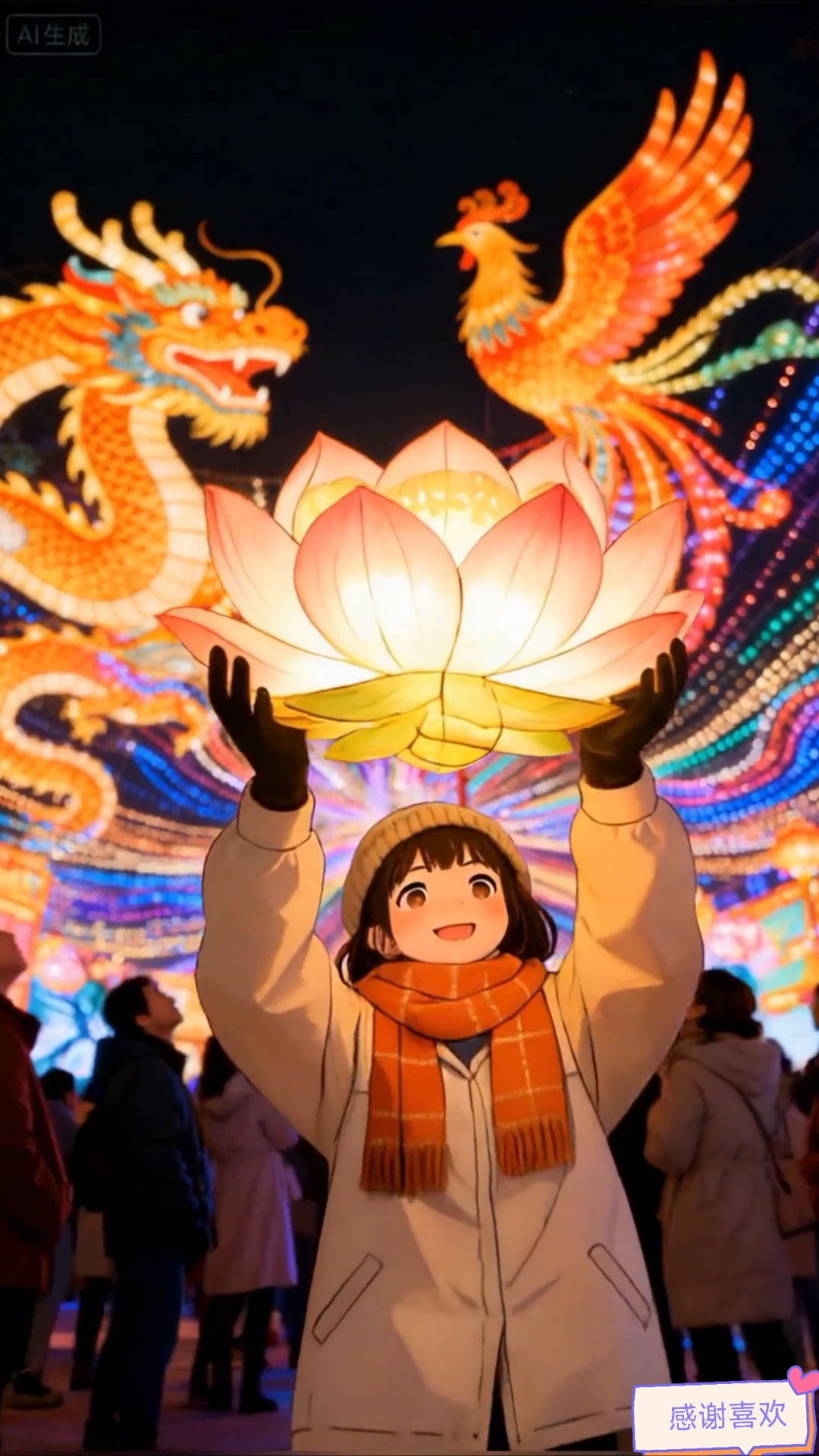 和妈妈包饺子,放花灯,喜庆的日子,当漫画走进生活