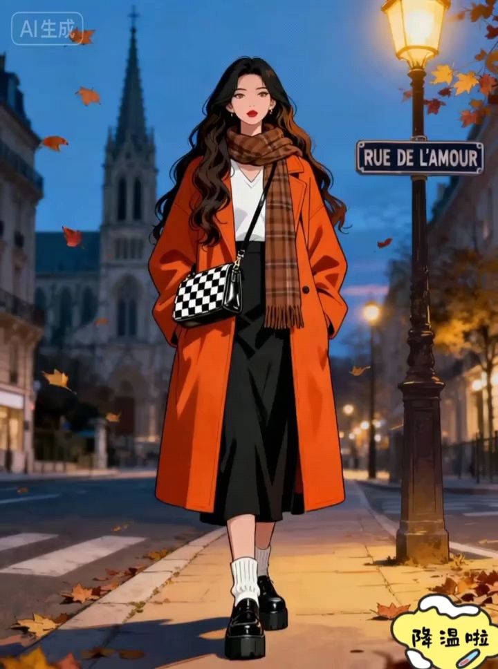 秋天的感觉,漫画走进现实,时尚插画