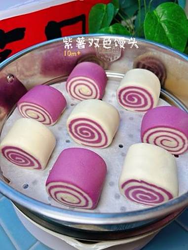 10m+紫薯双色馒头 营养健康 好看又好吃～人类高质量暑假 紫薯馒头 宝宝辅食馒头 不重样
