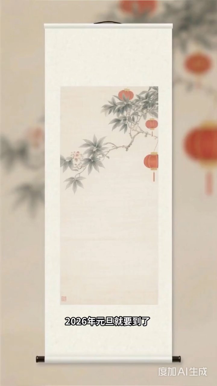 国风灯笼映红元旦,祥云骏马共迎新岁