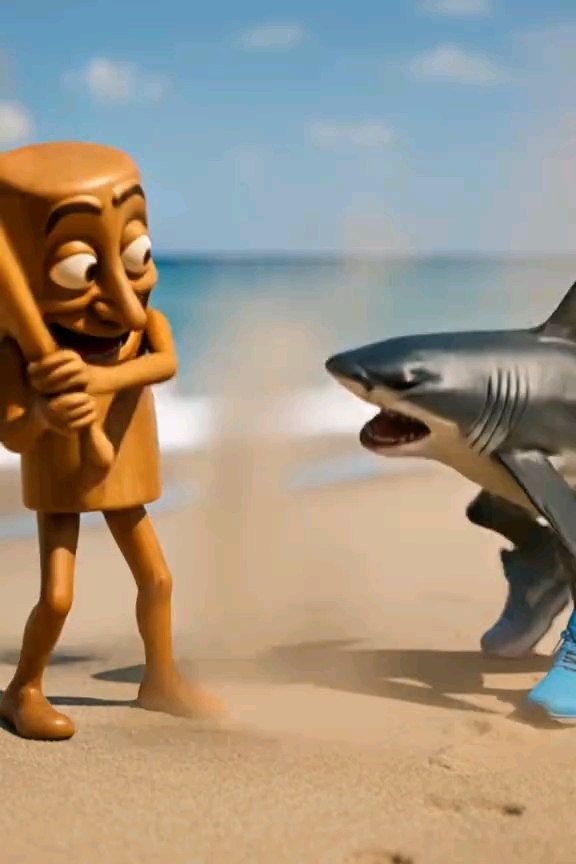 木棍人和耐克鲨鱼打架