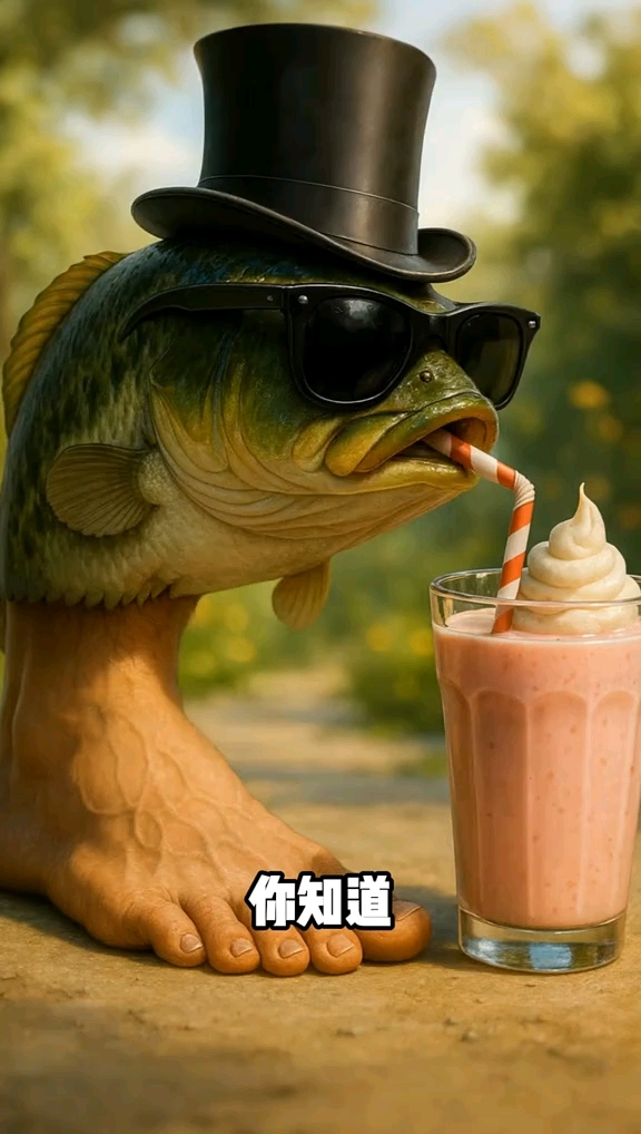 鱼头单脚怪喝奶昔