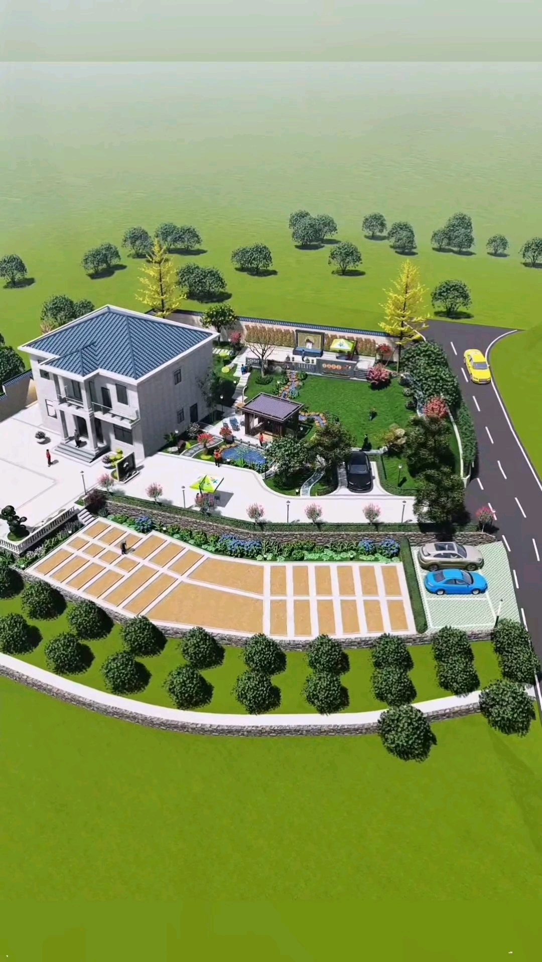 农村自建房这样设计,花园+车位全安排,看完想回家盖房