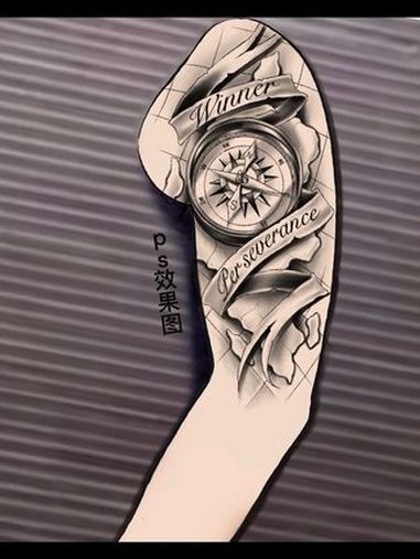 原创指南针设计!纹身手稿 纹身设计 大连纹身 指南针纹身!