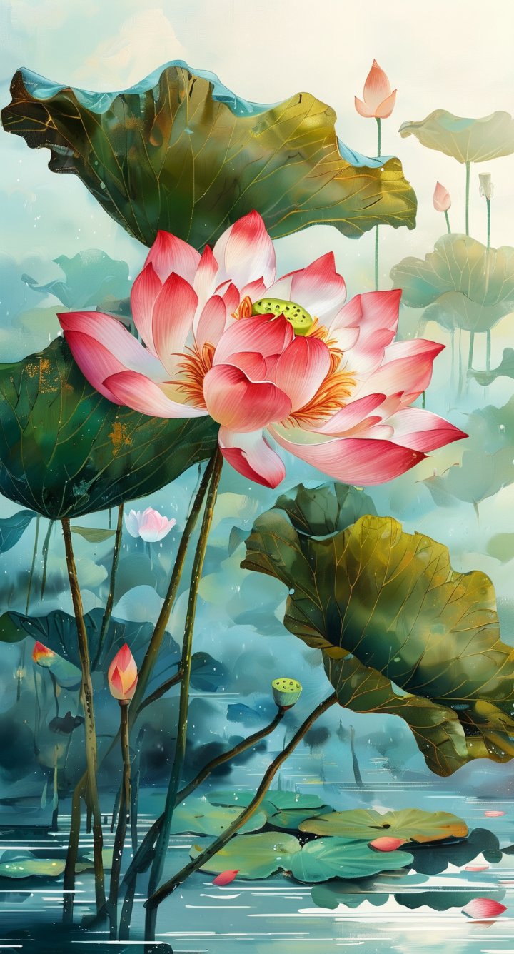高清手机壁纸#水中荷花# 好看的手机壁纸