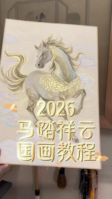 2026马年国画教程 马踏祥云 年画 #国画教程 #国画 #马 #2026 #零基础学画画
