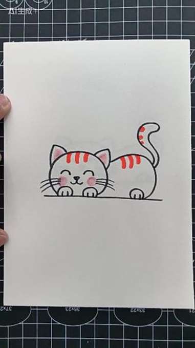 简单几笔画出可爱的小猫咪 简笔画 一起学画画 简笔画教程 小猫简笔画 亲子时光