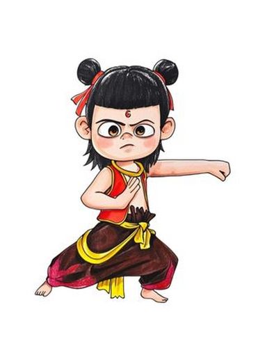 弟弟是如何让哪吒在他的画作中栩栩如生的?简笔画 画哪吒