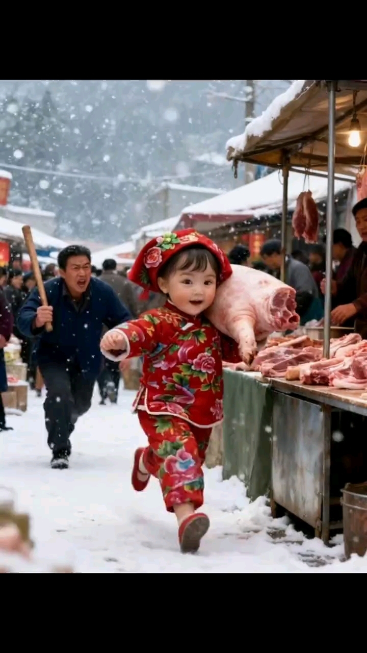 #可爱的萌给奶奶送猪肉