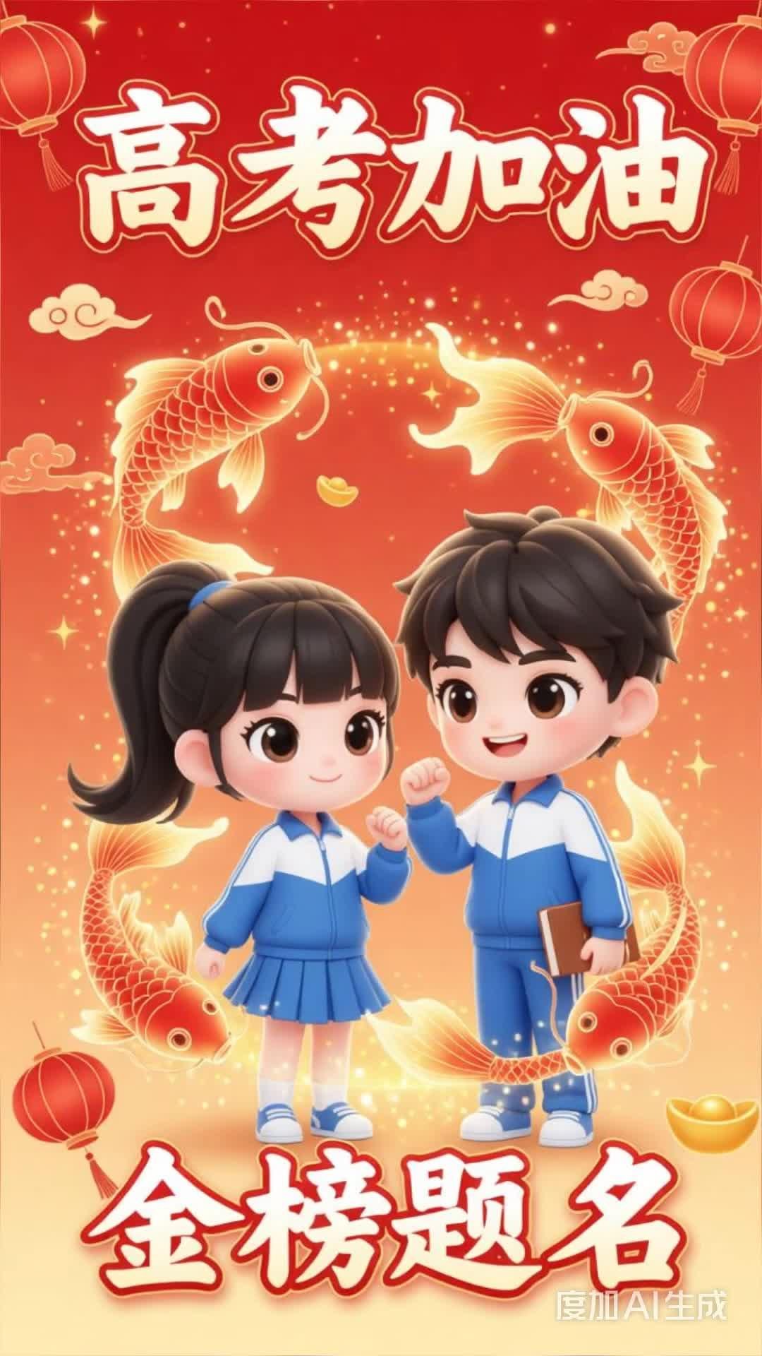 高考加油，鲤鱼跳龙门！#小清新滤镜暴击##甜妹头像天花板# #用AI踢出想象力#