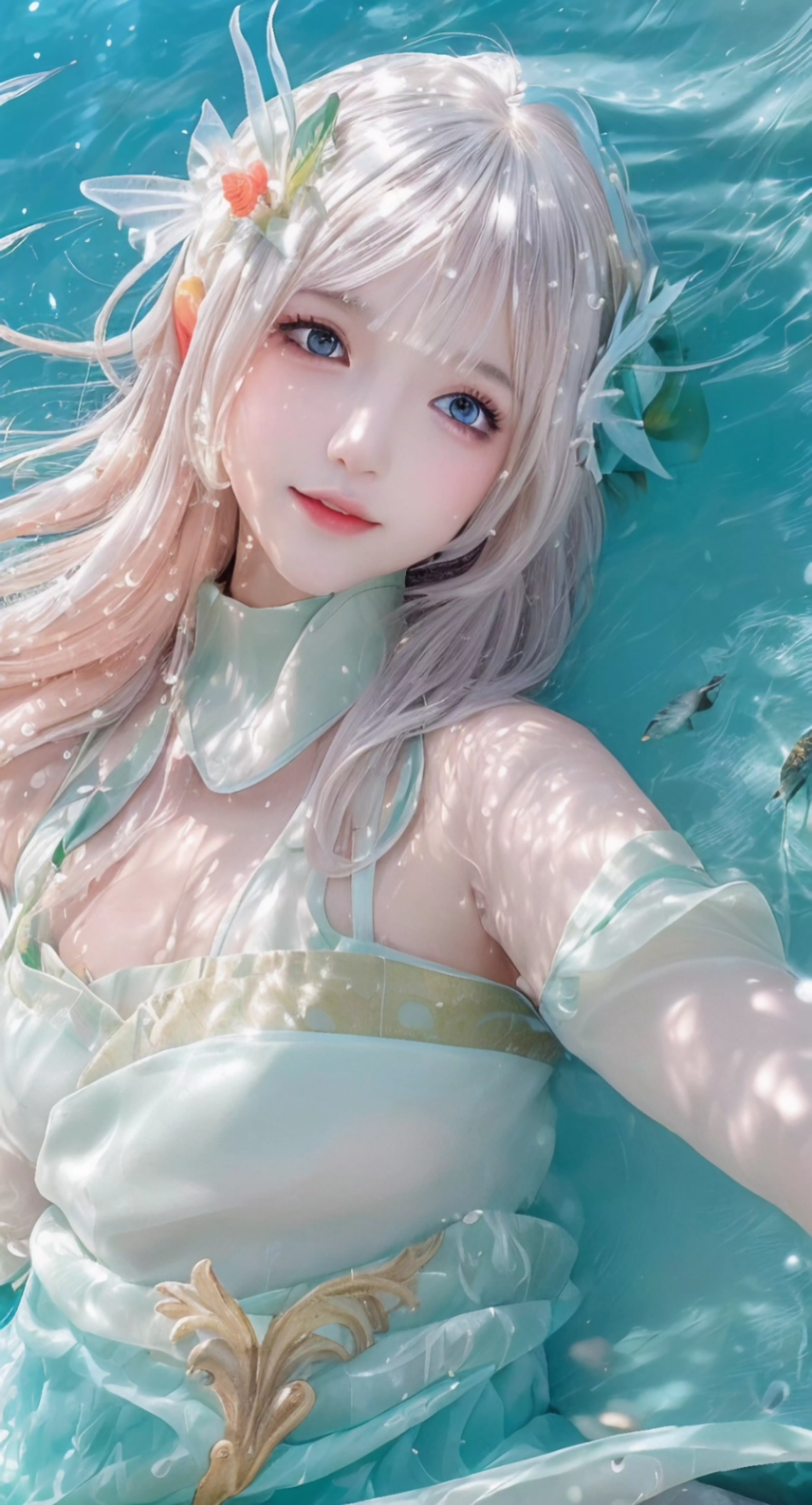 深不见底的水中有个美人鱼