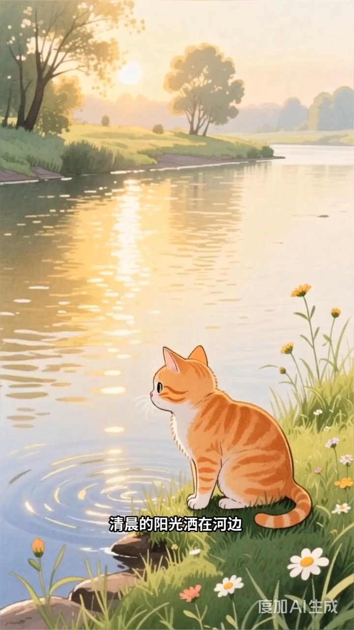小猫自制鱼竿钓靴子,不放弃终获闪闪小鱼