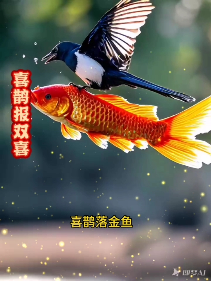 喜鹊落锦鱼好事连连