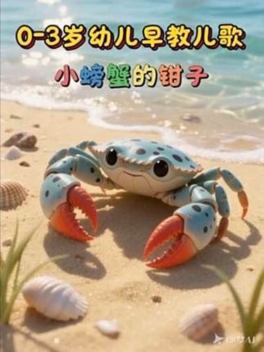小螃蟹的胖胖的钳子来啦。小螃蟹的钳子会剪剪剪小企鹅的屁股会扭扭扭大公鸡的脑袋会摇摇摇小猴子