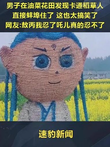 男子在油菜花田发现卡通稻草人 直接蚌埠住了 这也太搞笑了网友:敖丙我忍了吒儿真的忍不了