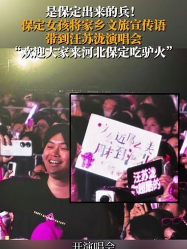 是保定带出来的兵!保定女孩@煎bingo子 将手绘的家乡文旅宣传语带到汪苏泷演唱会“欢迎大