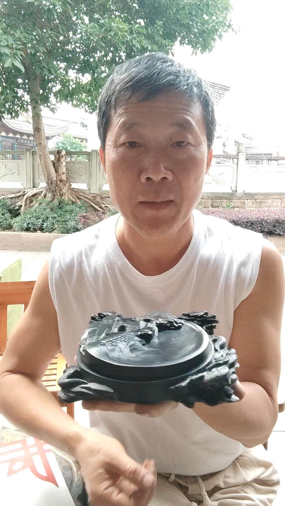 直播结束,三江鱼城砚刻好了
