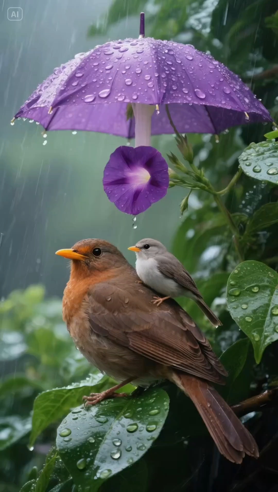小鸟躲雨,高清动态壁纸