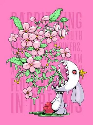 口吐芬芳的兔子国王(鼠绘流程版)画画 原创插画 矢量插画 爱丽丝梦游仙境 兔子