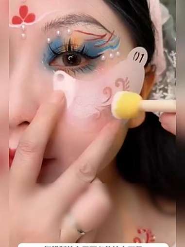 国庆儿童舞台出游妆化妆教程~ 国庆表演 舞台妆 舞台妆彩绘 国庆 脸部彩绘