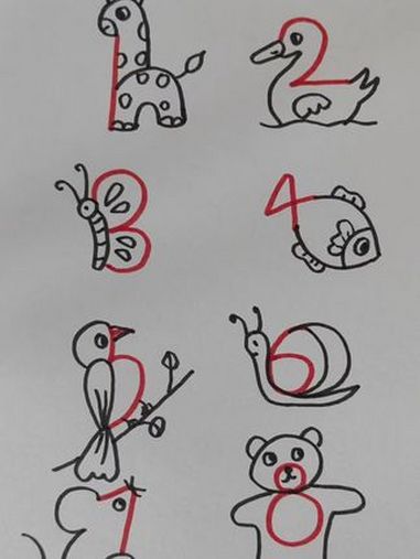 用8个数字来画小动物,简单好看一学就会 儿童创意画 幼儿简笔画教程 儿童创意简笔画