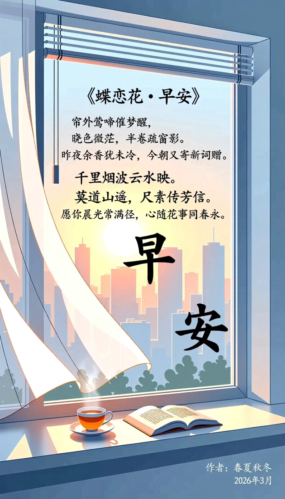 #《蝶恋花·早安》#原创古风诗词#原创视频#原创高清壁纸
