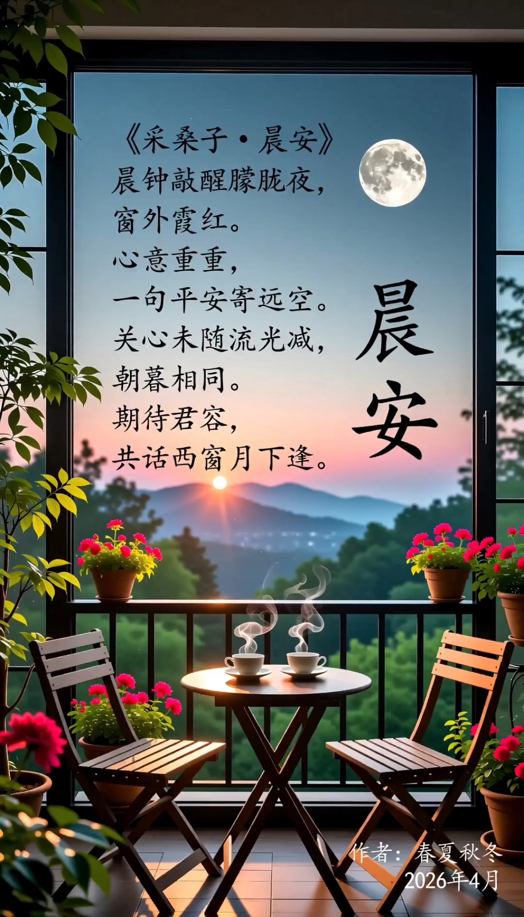 #《采桑子·晨安》#原创古风诗词#原创视频#原创高清壁纸#爱音乐