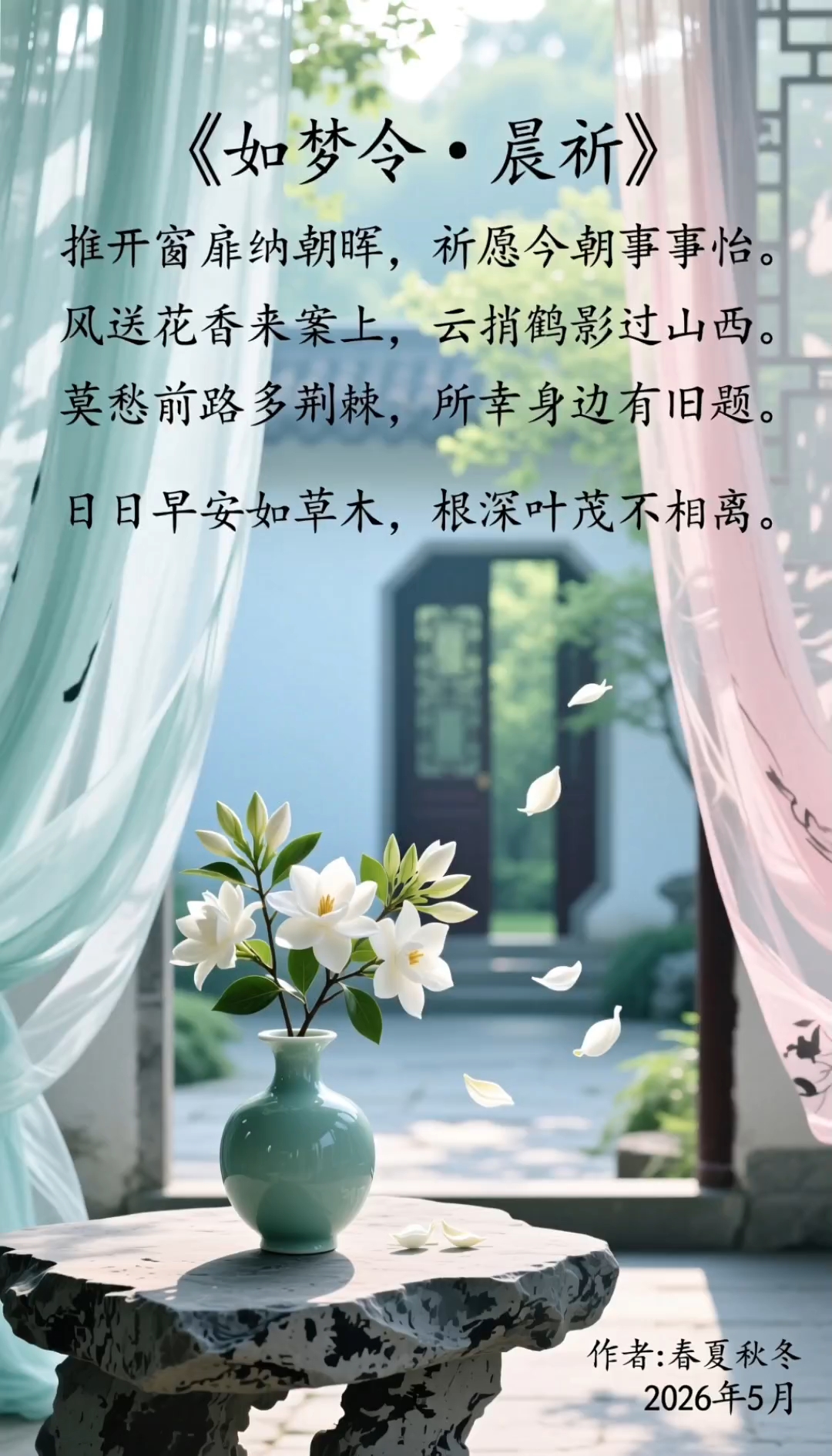 #《如梦令·晨祈》#原创古风诗词#原创视频#原创高清壁纸#爱音乐#爱挑战