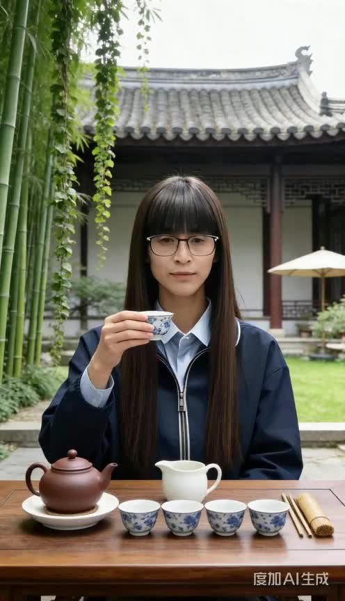 竹林清幽，享受茶香时光