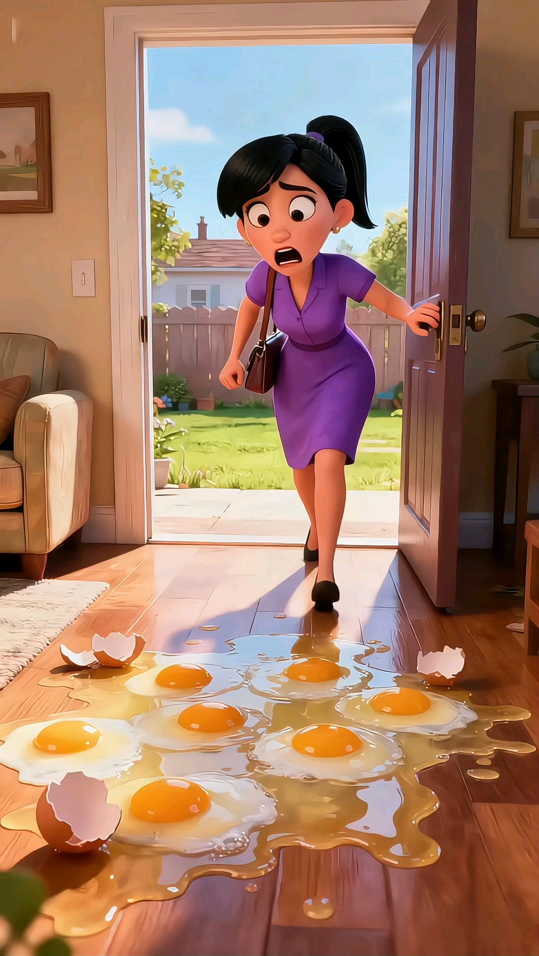 小男孩打碎了好多鸡蛋