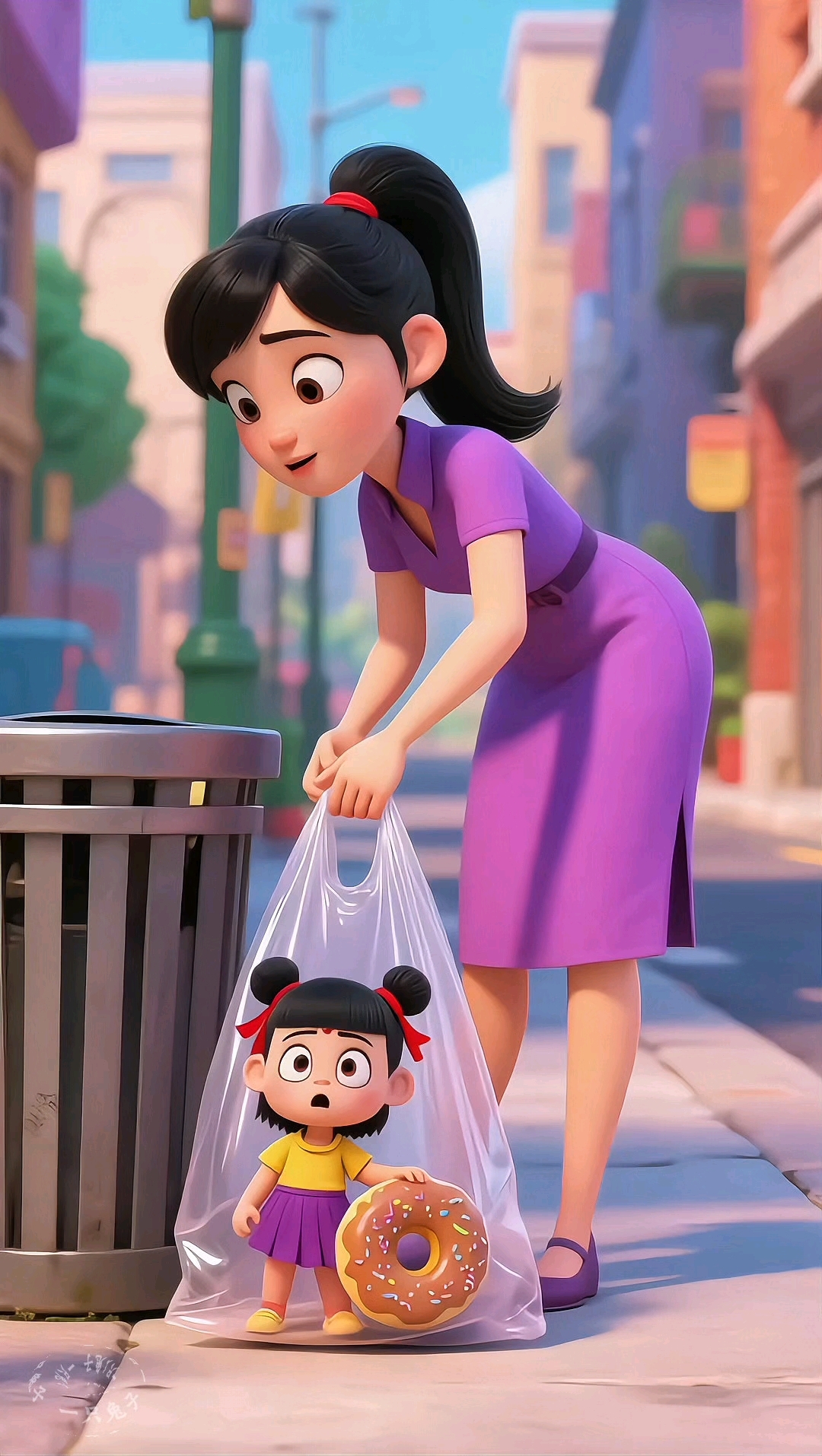 小女孩偷吃甜甜圈