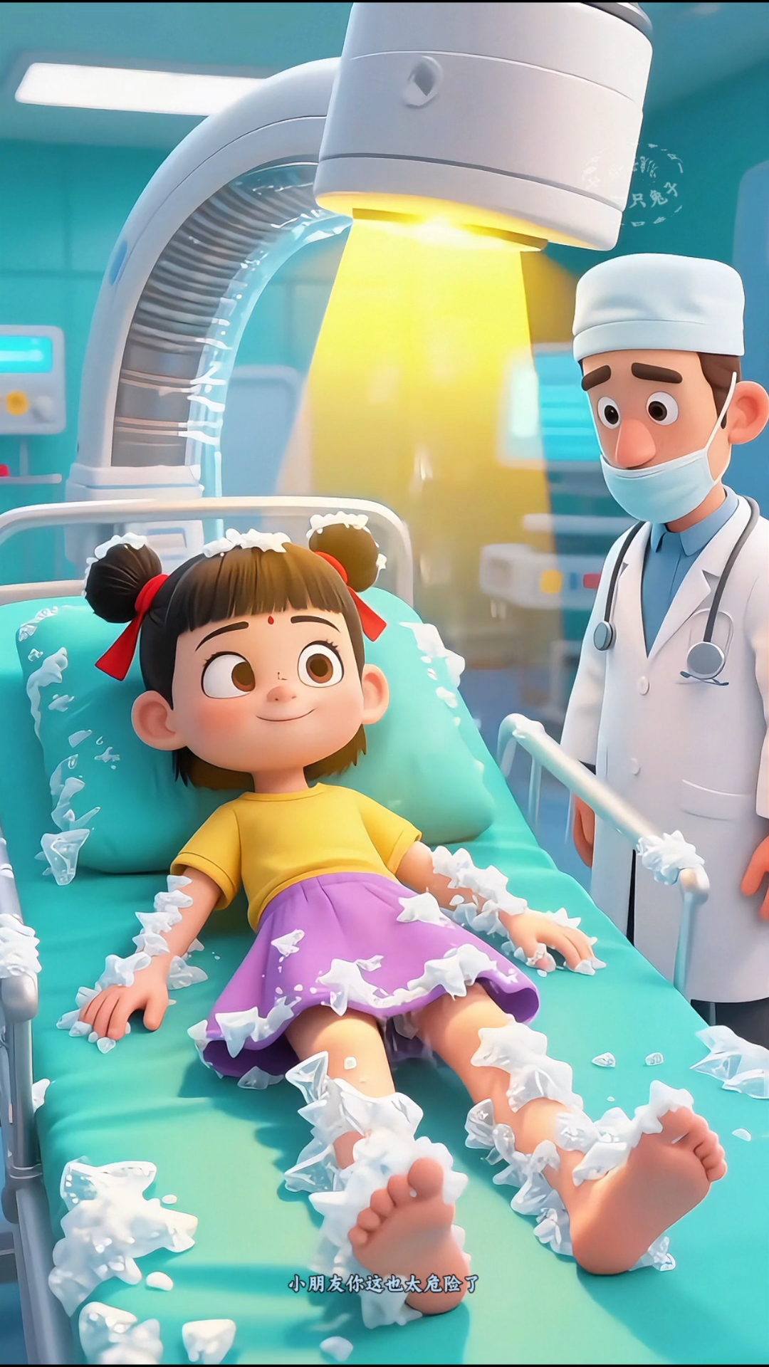 小女孩到冰箱里吃冰淇淋