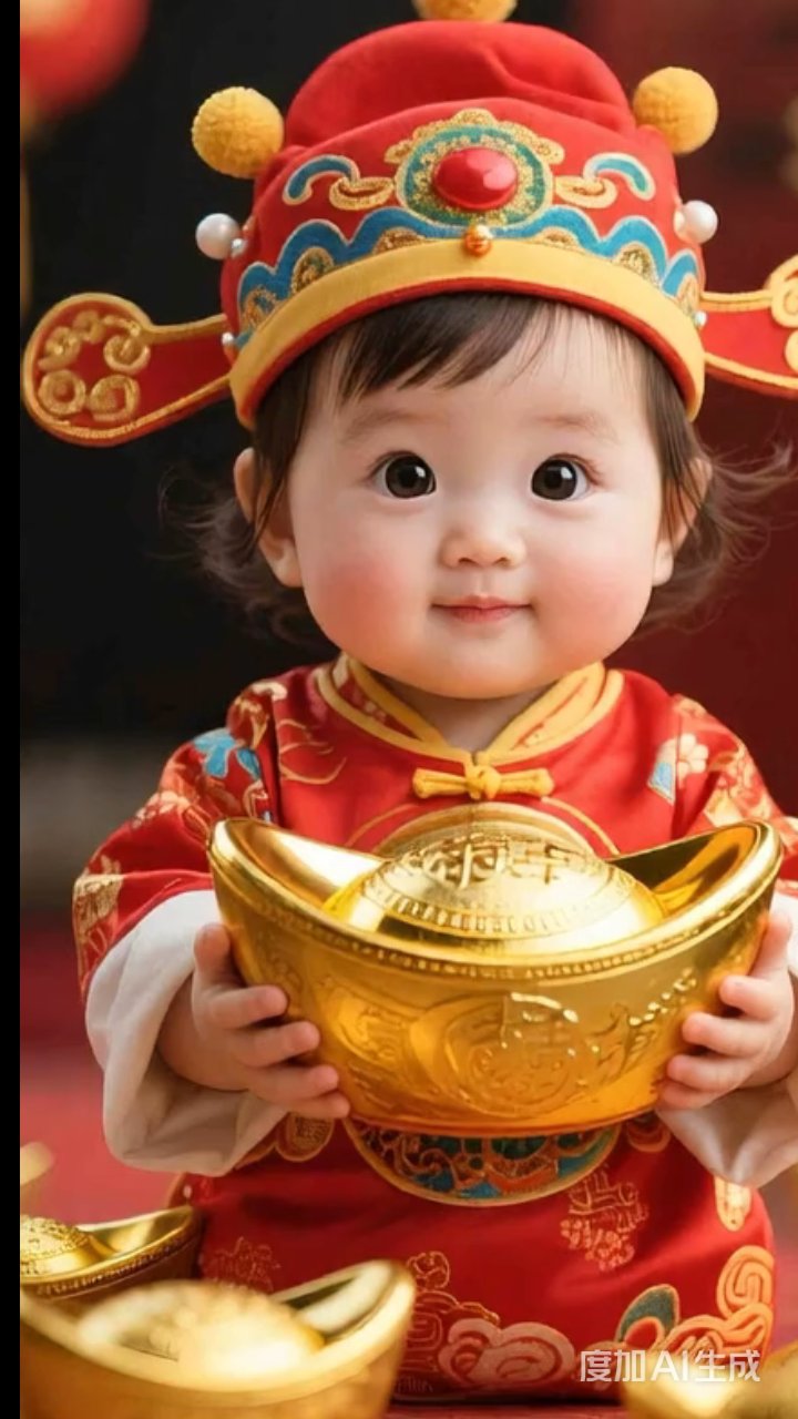 福娃骑鱼送早安，好运连连笑颜开