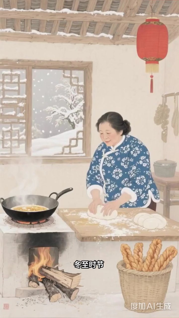 冬至炸面食飘香,金黄酥脆暖人心