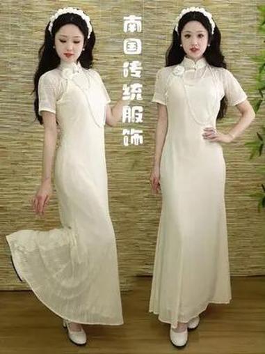 弹力超大的鱼尾旗袍,素素款就是日常 旗袍