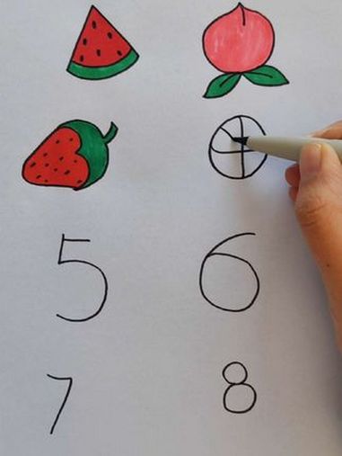用数字画水果 简笔画教程 跟我一起学画画 幼儿简笔画
