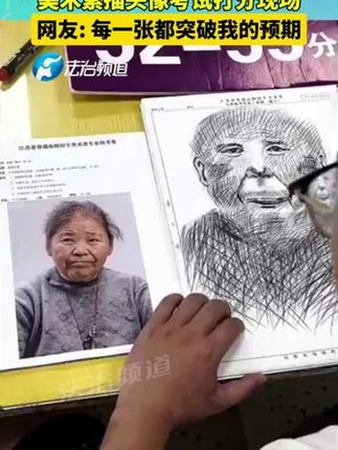 美术素描头像考试打分现场