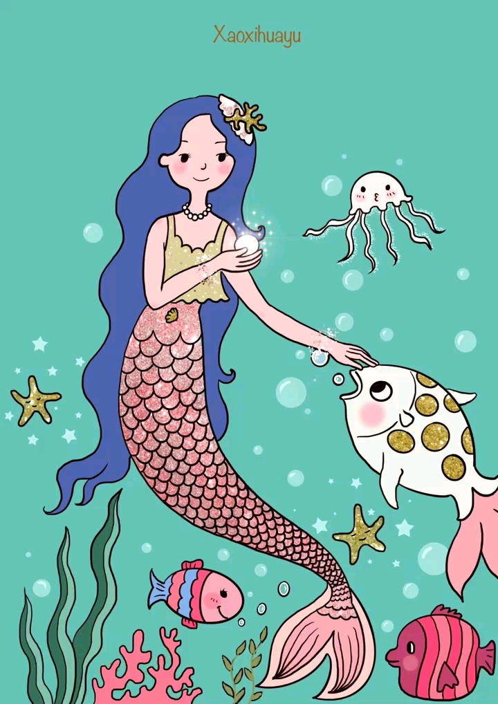 小人鱼简笔画过程