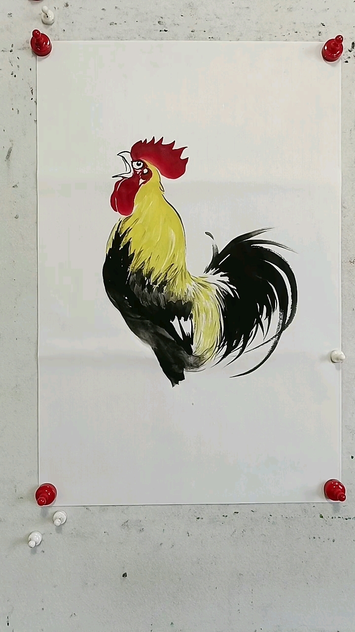 王兴民国画公鸡:当代画鸡第一人,东北鸡王,专业画公鸡