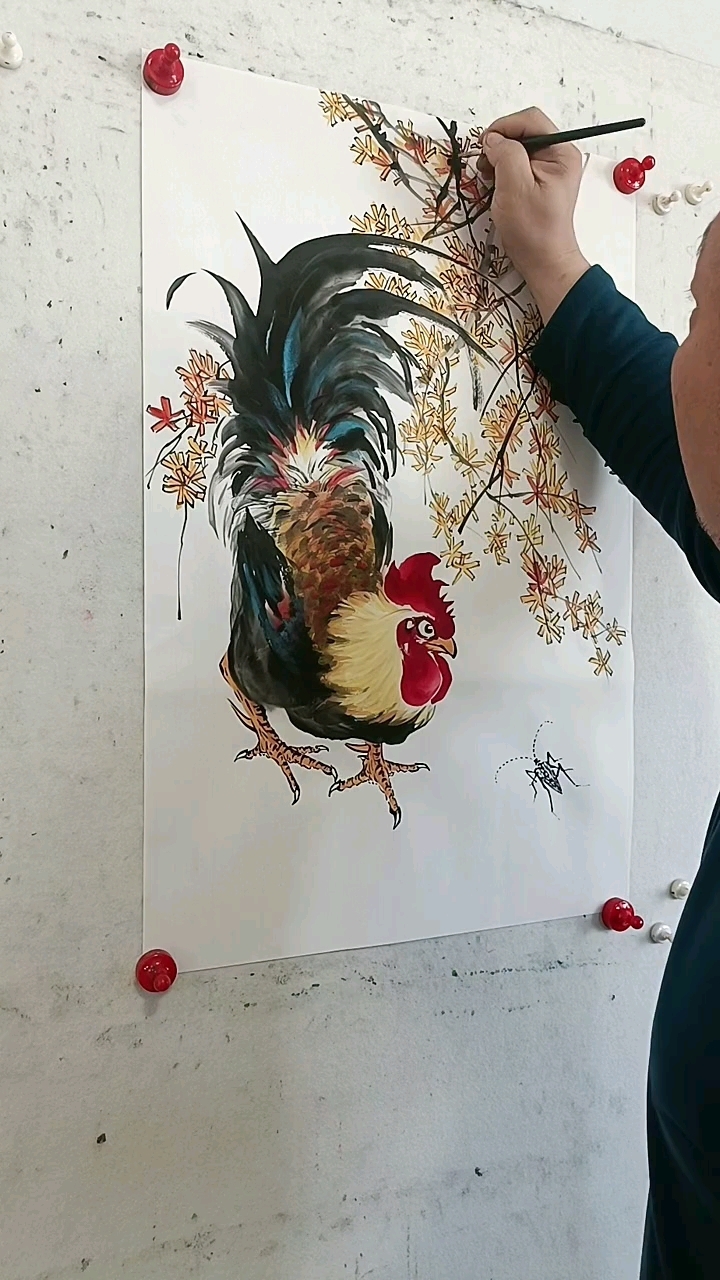 王兴民国画公鸡:专业画鸡人,当代画鸡第一人