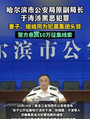 哈尔滨市公安局原副局长于涛涉黑恶犯罪 哈尔滨市公安局原副局长于涛涉黑恶犯罪,妻子、姐姐同为