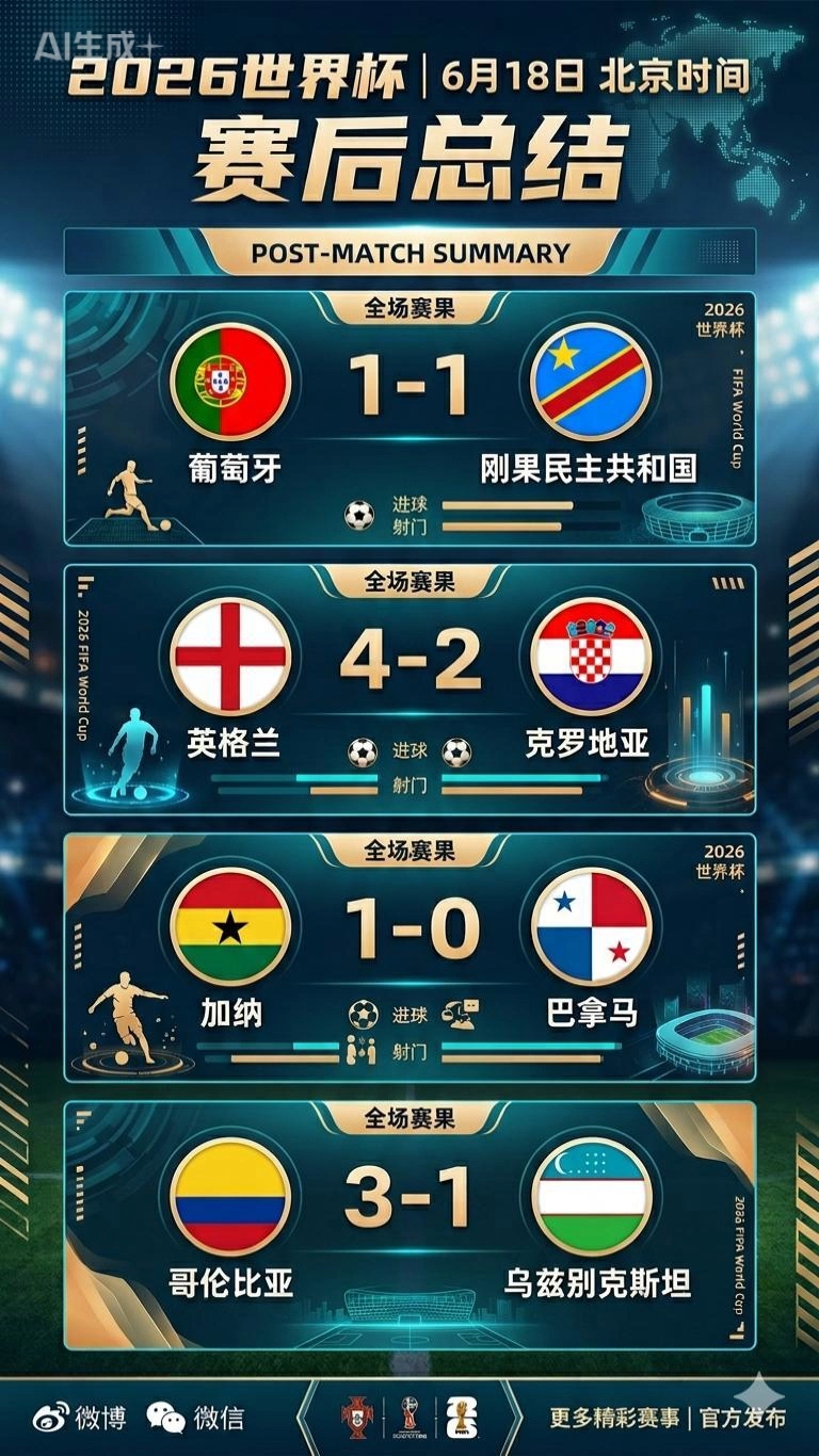 6月18日2026世界杯赛程、积分榜、射手榜及比赛精彩回放