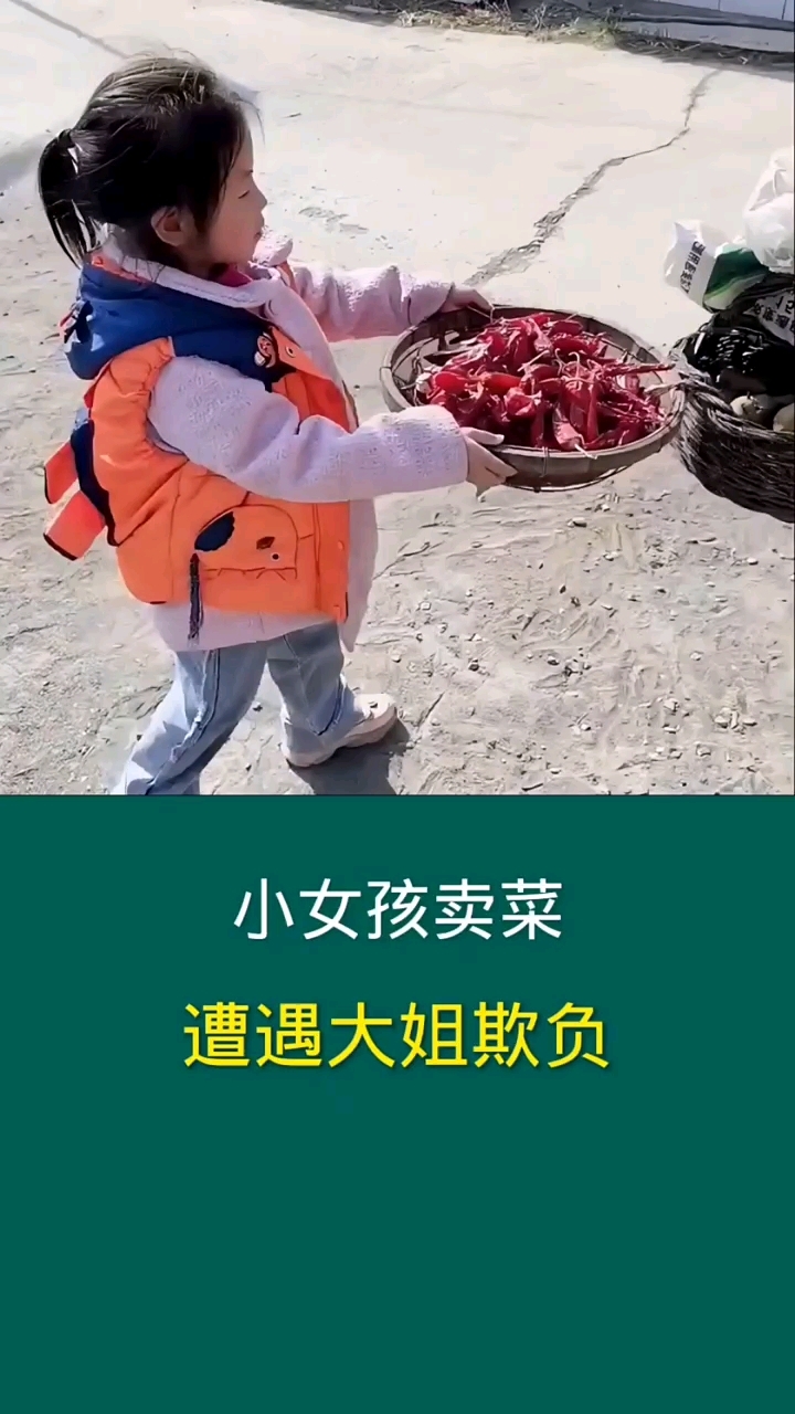 小女孩卖菜遭大姐欺负