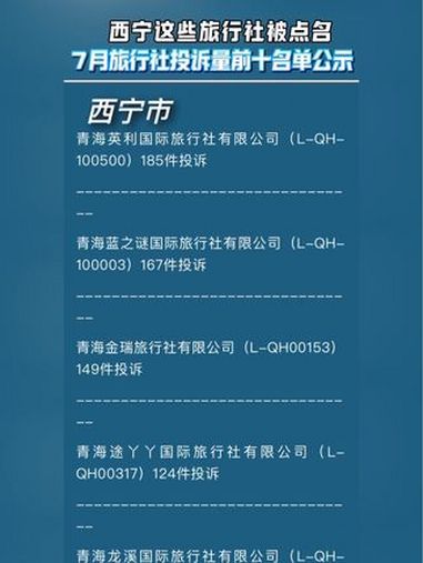 西宁这些旅行社被点名 投诉 旅行社 大西北