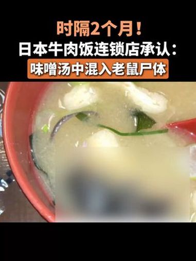时隔2个月!日本牛肉饭连锁店承认:味噌汤中混入老鼠尸体