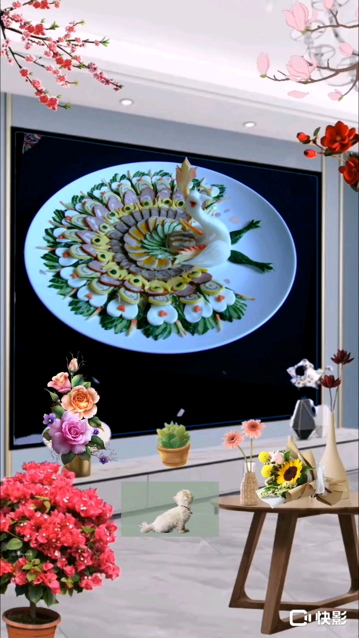 喜迎新年,传统创意摆盘 、烹调技术里面的天花板、冷菜孔雀开屏