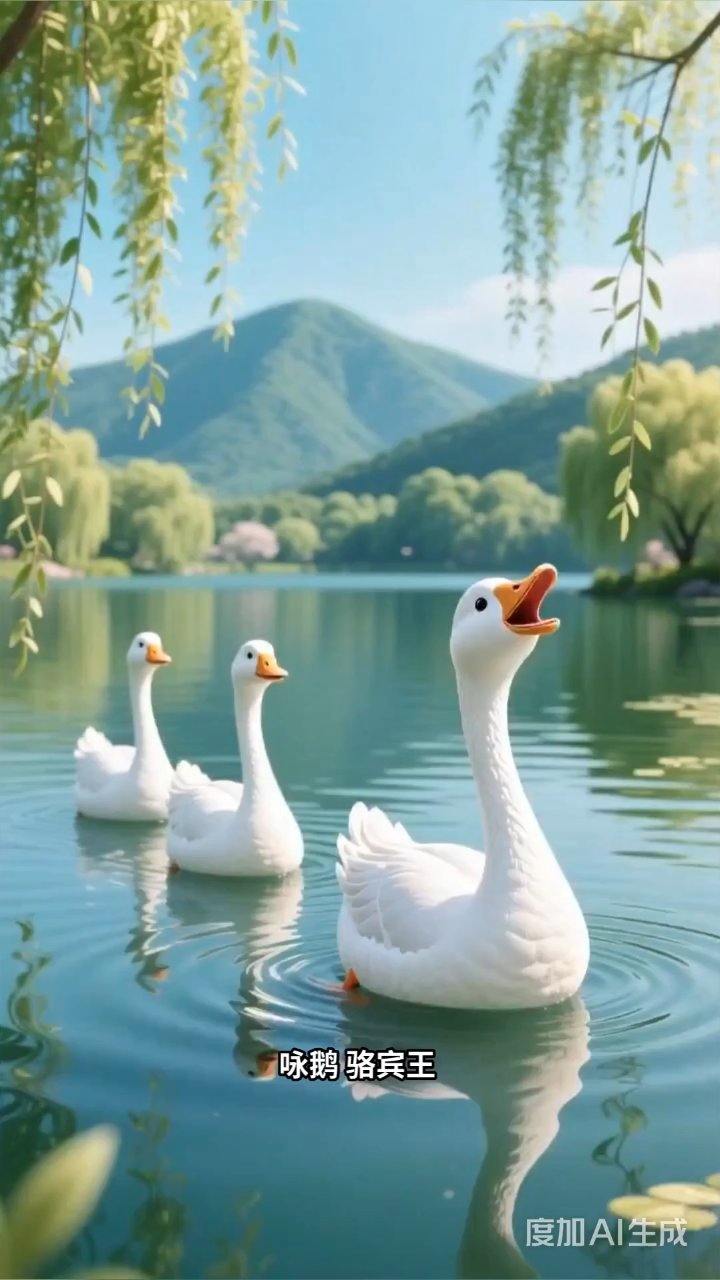 白鹅戏水红掌波，骆宾王妙笔咏经典