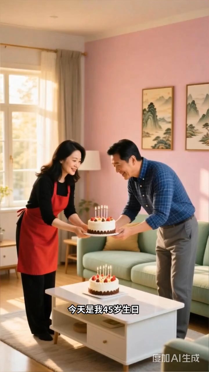 45岁生日家宴暖：儿女隔空合唱，老公蛋糕藏惊喜