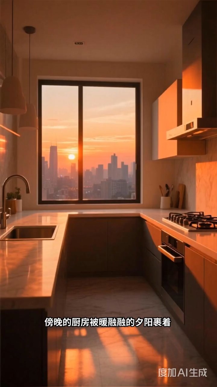 夕阳下夫妻共烹晚餐,锅铲翻飞间尽是爱的默契